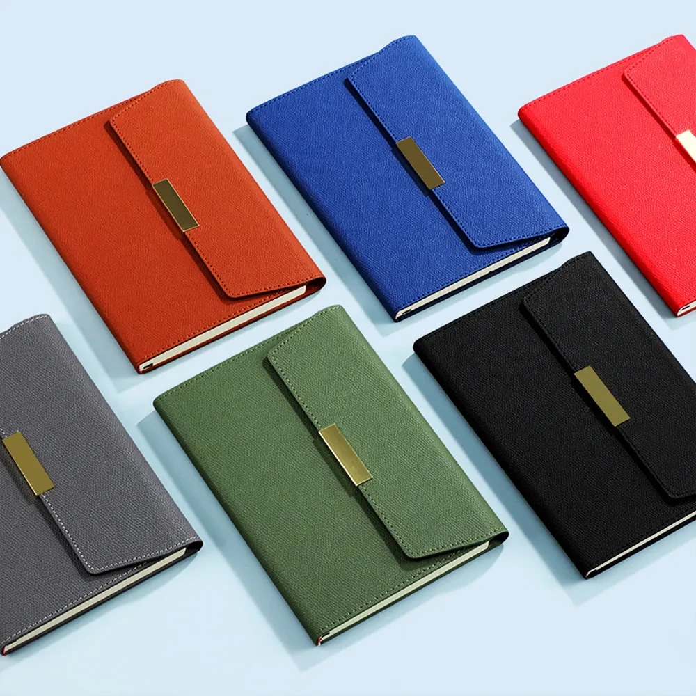 5pcs sets A5 Leather Notebook Planner Custom Logo Business Notebook And Pen Gift Set Wholesale for Promotional Gifts