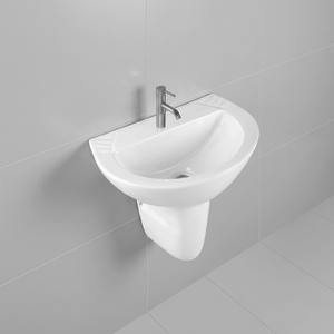 Vistaar Dorado Lavabo sur pied carré en céramique blanc, demi-ensemble pour usage en centre commercial - Product Image 5