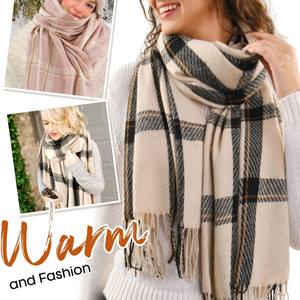 <span class=keywords><strong>Écharpe</strong></span> en fausse fourrure de <span class=keywords><strong>cachemire</strong></span> écologique pour femmes, motif à carreaux, ourlet à franges, <span class=keywords><strong>écharpe</strong></span> chaude et tendance pour l'hiver, à porter au quotidien - Product Image 3