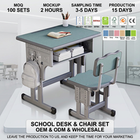 Bureau d'étude individuel à hauteur réglable avec structure en acier, table de formation scolaire au design moderne, mobilier de salle de classe