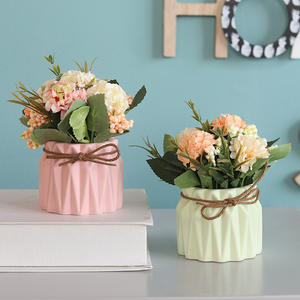 Wanli Artificielle En Céramique Pot De Fleur Plante En Pot À La Main Moderne Style Simple Lavable Réaliste Vert Intérieur Décor Real Touch - Product Image 2