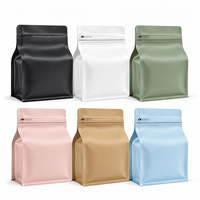 Op maat gemaakte logo flat bottom stand-up zip pouch matte voedselverpakkingstas 16 kleuren koffie thee noten opbergzak OEM 3 maten
