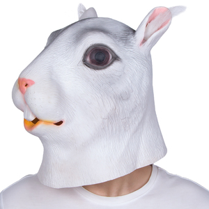 Masque en latex intégral de lapin blanc, texture réaliste, grands yeux foncés, dents <span class=keywords><strong>avant</strong></span> prononcées, doux et confortable, pour Halloween, cosplay, fête - Product Image 3