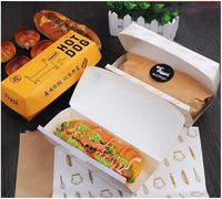 Emballage alimentaire à emporter en gros avec logo personnalisé Prix ​​bas Emballage alimentaire décoratif en papier de qualité alimentaire Boîte à hot-dogs en papier