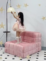 Mufang alta calidad Rosa Waffle diseño Sense sofá individual artístico reclinable sofá para habitación de niños apartamento Villa comprimido