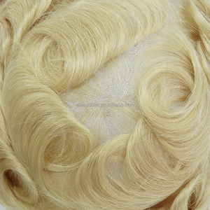 Toupee <span class=keywords><strong>para</strong></span> <span class=keywords><strong>Hombre</strong></span> <span class=keywords><strong>Rubio</strong></span> <span class=keywords><strong>Platino</strong></span> 613 con Encaje Francés, Línea de Cabello Invisible Estilo Freestyle, Cabello Indio, Sistema de Reemplazo Capilar <span class=keywords><strong>para</strong></span> Hombres - Product Image 4