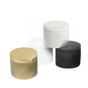 120ml <span class=keywords><strong>4</strong></span> oz Emballage en or étain personnalisé rond en métal noir mat bougie étain avec couvercle (NIR04) - Product Image 1