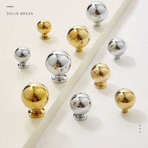 Modern Luxury Solid Brass Ball Handle <strong>Knob</strong> Drawer Cabinet <strong>Door</strong> Golden Single Hole Pull <strong>Knob</strong> - Product Image 1