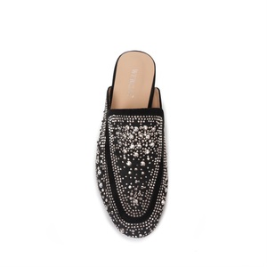 WETKISS Factory Wholesale Free Label Ladies Flats Slippers <strong>Close</strong> <strong>Toe</strong> Slippers Black Slides Women Flat <strong>Mules</strong> With Rivets - Product Image 4