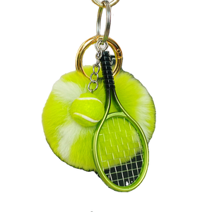 Colgante de peluche de piel sintética de conejo con forma de pelota de tenis, accesorio portátil para llavero - Product Image 5