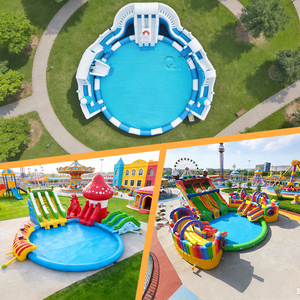 สวนน้ำเป่าลม PVC คุณภาพพรีเมียมสำหรับรีสอร์ทริมชายหาด พร้อมสไลเดอร์และอุปสรรค รับน้ำหนักได้ 500 กก. รวมปั๊มและกระเป๋า - Product Image 5