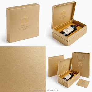 Boîte cadeau personnalisée pour <span class=keywords><strong>vin</strong></span>, 1 bouteille de 750 ml, avec logo, boîte en carton de luxe dorée métallique pour l'emballage de cadeaux de <span class=keywords><strong>vin</strong></span>, vente en gros - Product Image 3