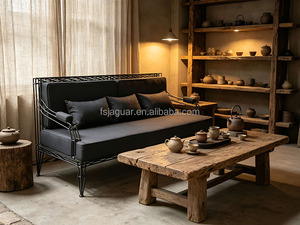 Conjunto <span class=keywords><strong>de</strong></span> sala <span class=keywords><strong>de</strong></span> estar minimalista moderno <span class=keywords><strong>de</strong></span> mediados <span class=keywords><strong>de</strong></span> siglo, <span class=keywords><strong>de</strong></span> hierro trenzado hueco, para apartamento o <span class=keywords><strong>centro</strong></span> comercial, que incluye sofá individual, sofá <span class=keywords><strong>de</strong></span> tres plazas y <span class=keywords><strong>centro</strong></span> a juego. - Product Image 2