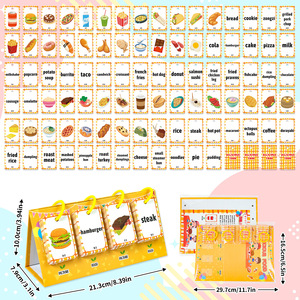 Đồ dùng học tập mầm non tại nhà, đồ dùng dạy học, thẻ nhận thức, trò chơi đánh vần thực phẩm, bảng lật học tập - Product Image 6