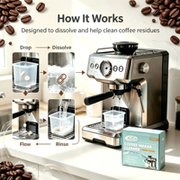 Tablettes de nettoyage pour machine à café, compatibilité étendue, pour machines à café automatiques et semi-automatiques, utilisation facile, pour la restauration et les commandes en gros