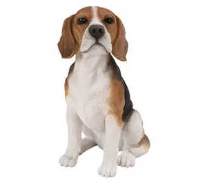 Realistic Life Size Beagle Statue Detail Sculpture Glass Eyes Hand Painted Resin 14 inch Figurine Home Decor Amazing Likeness