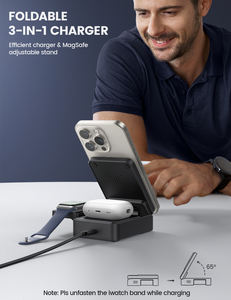 Support de <span class=keywords><strong>chargeur</strong></span> sans fil magnétique Lamicall T10 3 en 1 Station de charge rapide pour téléphone portable Montre intelligente Support pour écouteurs T7 - Product Image 4