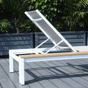 Chaise longue de plage moderne et portable en métal pliable pour patio, lit de repos extérieur en aluminium - Product Image 4