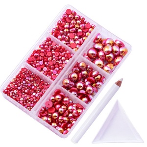 ชุดไข่มุกครึ่งวงกลม 6 ช่อง/แพ็ค ขนาดผสม สำหรับตกแต่งเล็บหรืองานศิลปะ - Product Image 6