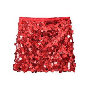 Minifalda de lentejuelas de gasa transpirable informal de verano para mujer europea americana diseño de línea A 100% poliéster - Product Image 4