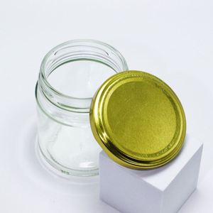 Wholesale Eco-Friendly Round Clear Glass <b>Jars</b> with Metal Lids for Honey Jams Olive Oil & Sugar Storage - Product Image 2