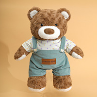 Ours en peluche habillé, jouets en peluche doux, salopette en velours côtelé, t-shirt à pois, animaux en peluche câlins, cadeau d'anniversaire pour enfants et filles, vente en gros