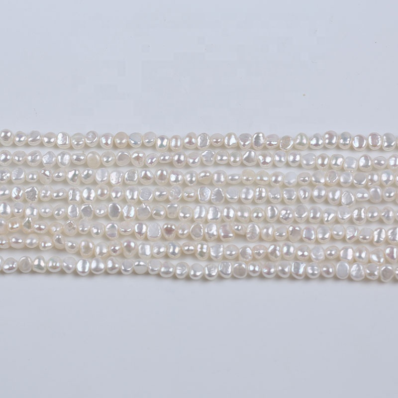 4-5mm A/AA/AAA/AAAA Quality White Color Freshwater Baroque Pearls Beads Side Drilled Strand Diy Jewelry Making