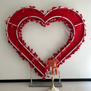 Fondo de Pared de Flores con Base de Tela en Forma de Corazón de Rosa Roja, Decoración para Bodas, Famoso en Internet, Accesorio Decorativo para Ceremonias de <span class=keywords><strong>Matrimonio</strong></span> - Product Image 4