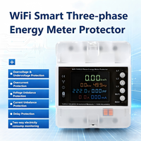 Meter Energi Tiga Fasa Wifi Tuya, Pelindung Tegangan Dapat Diatur, Proteksi Arus Lebih 380VAC 100A, Meter Daya Listrik
