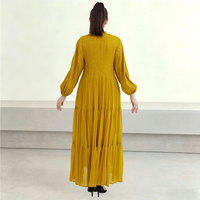 Robes plissées Miyake Maxi pour femmes, taille plus, manches longues, ensemble deux pièces, Abaya, robe musulmane pour femmes, Ramadan, dernier design original