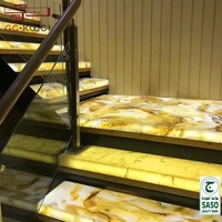 Panneau de pierre translucide artificielle au design moderne, marches d'escalier en ardoise en résine antidérapante pour décoration de villa