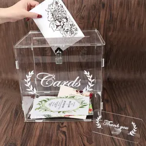 Прозрачная акриловая коробка для свадебных открыток, прозрачная коробка для открыток из плексигласа с замком