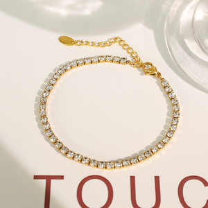 Fashion Jewelry <b>Set</b> Necklace And <b>Bracelet</b> Gold Rhinestone Channel Setting Women's Party Wear - Product Image 3