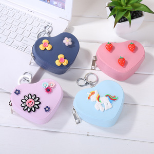 Custom <b>Cute</b> Cartoon Heart-Shaped Silicone Waterproof <b>Wallet</b> Purse School Girls Kids Kawaii Style Mini Hasps Closure Polyester - Product Image 3