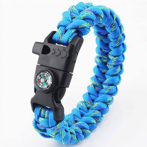 Bracelet en paracorde en acier inoxydable et plastique avec allume-feu à silex et boussole de 5/8 po, sifflet et boucle, pour camping et situations d'urgence en extérieur - Product Image 2