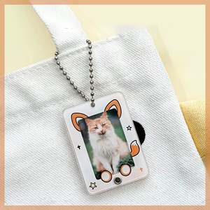 Porte-clés porte-carte photo Kpop de 1 pouce avec cadre de carte photo acrylique animal mignon Mini porte-carte d'identité Porte-clés pour petite carte d'identité - Product Image 6