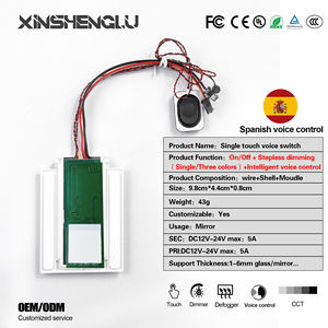 Interruptor Inteligente con Sensor Táctil y Control por Voz en Español |   Interruptor de Detección de 1-6 mm con Atenuación CCT de 12 V CC, 5 A, 60 W para Espejos - Product Image 1
