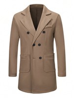 Manteau d'hiver mi-long en laine pour homme, style britannique, couleur camel, décontracté, cachemire, grande taille, col mandarin