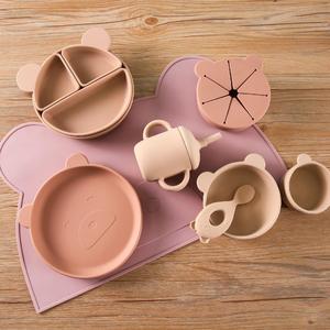 Ensemble de bavoir en silicone pour bébé imperméable à manches longues imprimé biologique sans Bpa pour enfants - Product Image 1