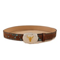 Ceinture Femme Chic et Haut de Gamme en Alliage Robuste à Boucle Plaque, Style Streetwear Imprimé Animal, Largeur 4cm, Longueur 115cm – Vente Directe Usine