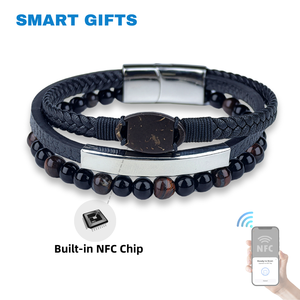NFC kiểm soát truy cập <span class=keywords><strong>RFID</strong></span> Tag da nâu Chuỗi Vòng Đeo tay từ khóa vỏ dừa 213 NFC Quà Tặng tùy chỉnh thẻ truy cập - Product Image 1