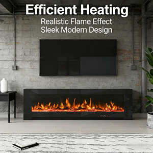 Cheminée électrique intelligente intégrée <span class=keywords><strong>avec</strong></span> effet de <span class=keywords><strong>flamme</strong></span> réaliste, <span class=keywords><strong>chauffage</strong></span> sûr pour patio, café, jardin, complexe hôtelier - Product Image 3