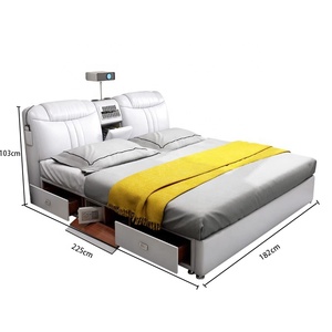 Ensemble de chambre à coucher moderne, lit en bois, fonction de massage et de rangement inclinable, meubles pour la maison, <span class=keywords><strong>villa</strong></span>, école, hôtel, hôpital - Product Image 6