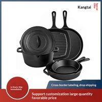 Set Wajan Besi Cor untuk Steak, Wajan Mini Anti Lengket, Wajan Dasar Rata, Wajan Telur Tebal Minimalis Modern, Wajan Enamel Besar