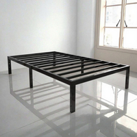 Cadre de lit Farmhouse King en métal robuste avec design moderne pliable pour chambre à coucher hôtel école appartement avec rangement