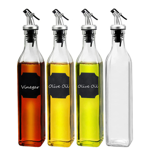 Bouteille Distributrice <span class=keywords><strong>d</strong></span>'Huile <span class=keywords><strong>d</strong></span>'Olive et de Vinaigre en Verre Coloré de Qualité Alimentaire avec <span class=keywords><strong>Bouchon</strong></span> à Vis, 250ml, 500ml, 750ml, pour la Cuisine, Vente en Gros - Product Image 1