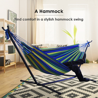 Hamac portable en toile pour 2 personnes, capacité 300 kg, toutes saisons, pour adultes, unisexe, pour l'intérieur et l'extérieur, avec support amovible