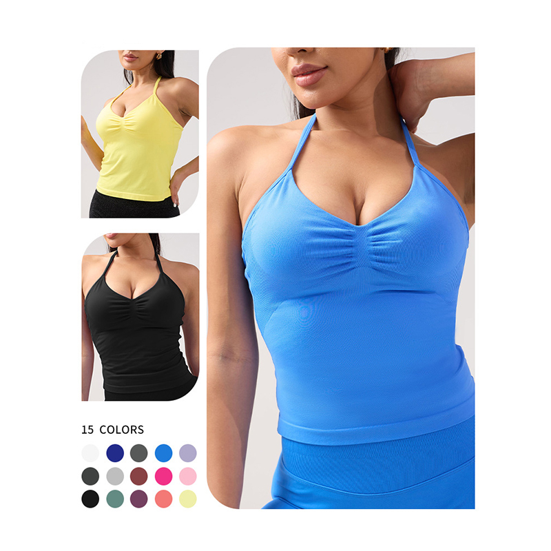 Custom Yoga Vest New Sports Gym Clothes Backless Workout Top Seamless Design with Cups Women Bra