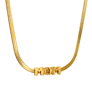 Collar de Cadena de Serpiente con Colgante Móvil de Letra (<span class=keywords><strong>Sister</strong></span>, Mother) en Acero Inoxidable con Baño de Oro Real de 18K PVD, Hipoalergénico e Impermeable - Product Image 1