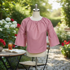 <b>Red</b> White Petti Square Women's Off-Shoulder <b>Blouse</b> - Product Image 3